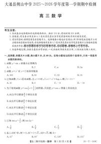 青海省西宁市大通回族土族自治县朔山中学2025-2026学年高三上学期期中检测数学试题