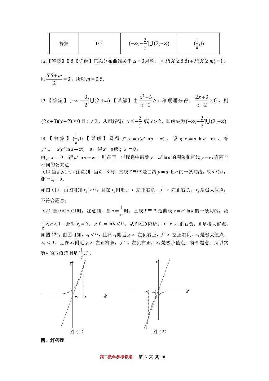 重庆市巴蜀中学教育集团高2026届高二(下)期末考试数学答案第3页