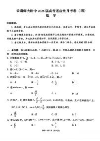 云师大附中2026届高三上学期高考适应性月考卷（四）数学试题（含答案）