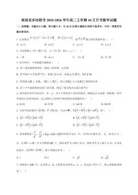 湖南省多校联考2025~2026学年高三上册（10月）月考数学试卷（附解析）