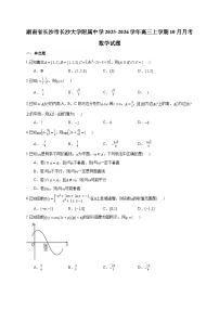 湖南省长沙市长沙大学附属中学2025~2026学年高三上册（10月）月考数学试卷（含解析）