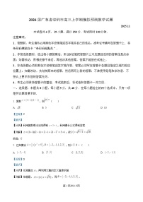 广东省深圳市2026届高三上学期11月第一次模拟联测数学试题（Word版附解析）