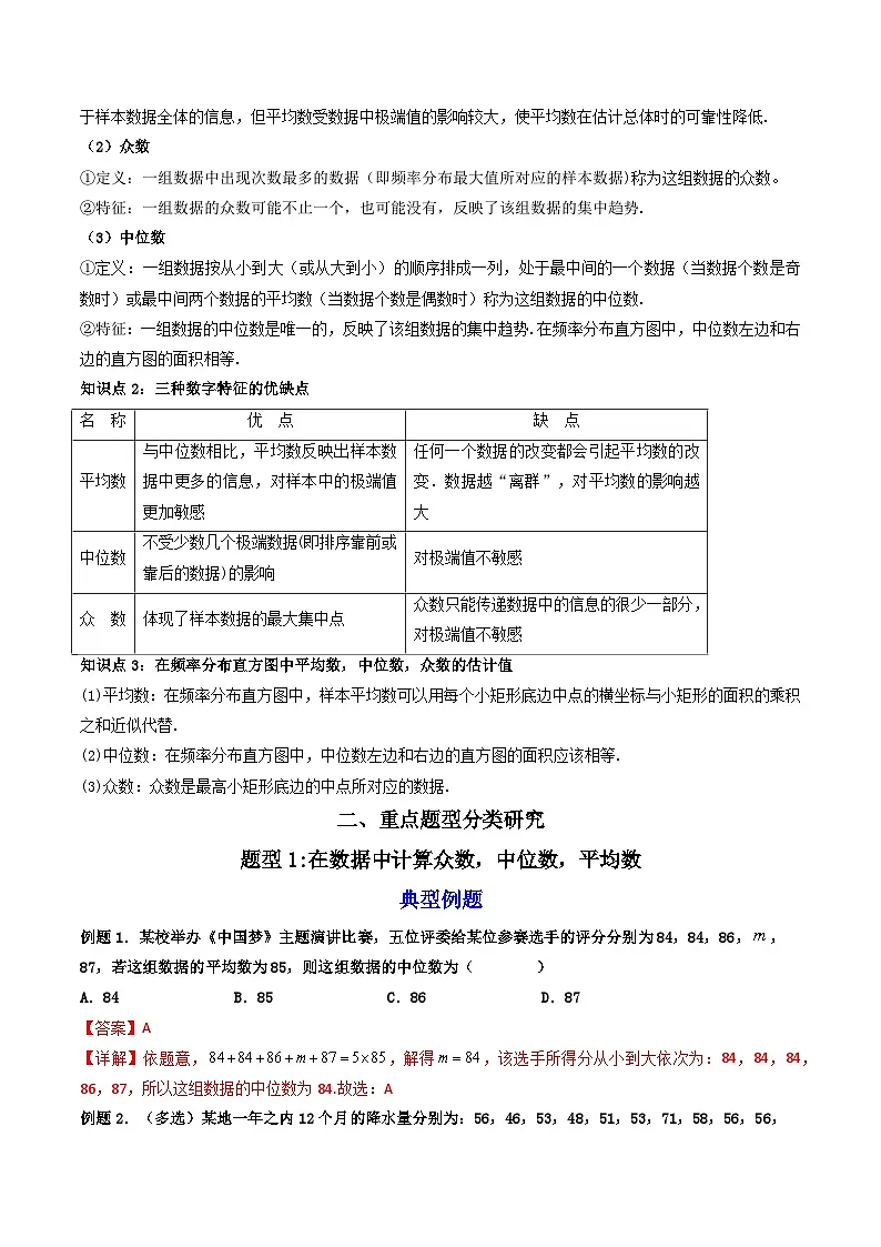 (人教A版)必修第二册高一数学下学期同步精讲精练9.2.3 总体集中趋势的估计(精讲)(解析版)第2页
