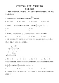 精品解析:广东省广州中学2023-2024学年高二上学期期中数学试题练习+答案