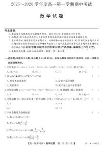 广东深圳市盟校2025-2026学年高一上学期11月期中考试数学试题（含答案）