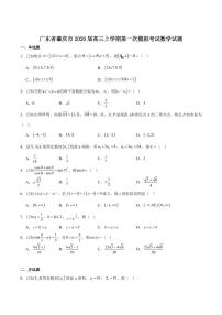 广东省肇庆市2026届高考一模考试数学 试题含答案