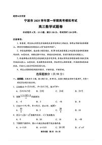 浙江省宁波市高三年级2025学年第一学期高考模拟考试数学试卷（附参考答案）