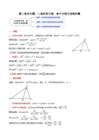 （人教A版）必修二高一数学下学期期末复习训练解三角形专题：三角形的中线、角平分线与高线问题（2份，原卷版+解析版）
