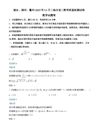 浙江省湖州市、丽水市、衢州市2025-2026学年高三上学期11月月考试题  数学  Word版含解析  湖南湖北