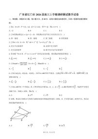 广东省江门市2026届高三上学期调研测试数学试卷（含答案）