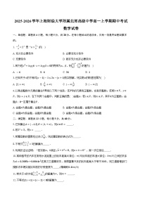 2025-2026学年上海市上海财经大学附属北郊高级中学高一上学期期中考试数学试卷（含答案）