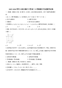 2025-2026学年上海市南汇中学高二上学期期中考试数学试卷（含答案）