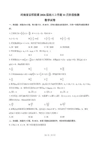 河南省百师联盟2026届高三上学期11月阶段检测数学试卷（含答案）