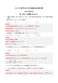 2025年秋季高三开学摸底考试模拟数学试题（九）（解析版）