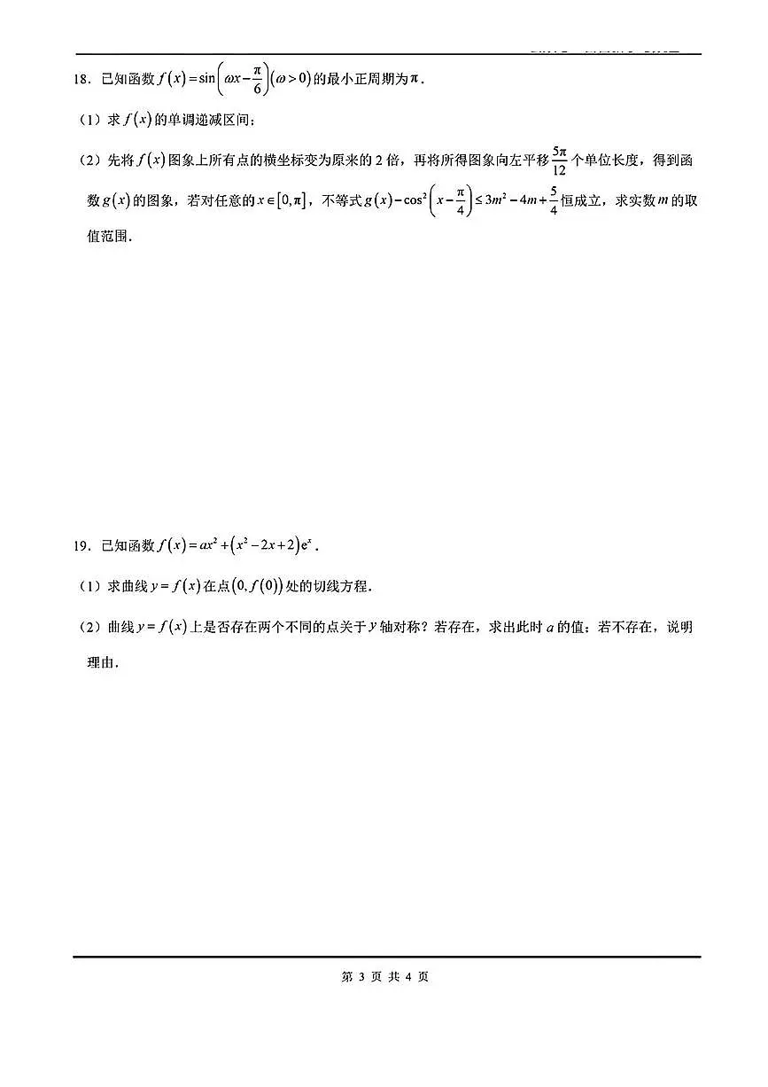 上海市华东师范大学第二附属中学2025-2026学年高三上学期期中考试数学试题第3页