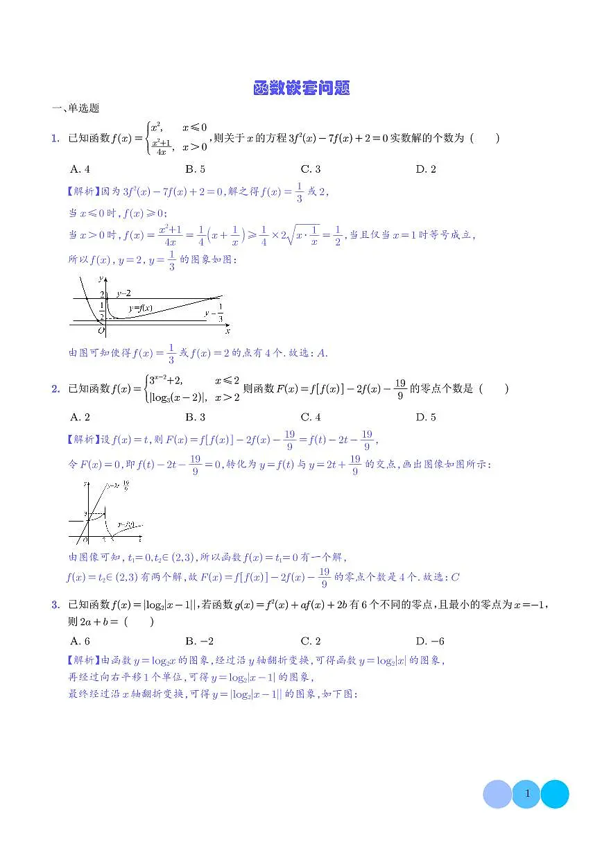 函数嵌套问题(教师版)第1页