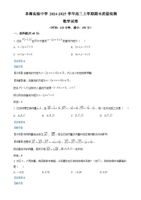 安徽省阜阳市阜南实验中学2024-2025学年高二上学期期末质量检测数学试题（解析版）-A4
