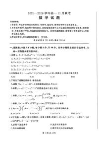河南百师联盟2025-2026学年高一上学期11月联考数学试题+答案