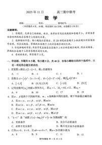 湖南省A佳联考2025-2026学年高三上学期11月期中数学试题
