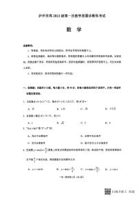 2026届泸州高考一诊数学试题及答案