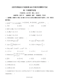 安徽合肥市六校联盟2025年秋季学期高一上学期期中考试数学试卷（含答案）
