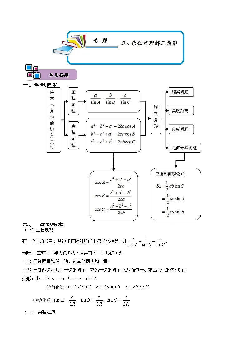 (人教A版)必修第二册高一数学下册期末复习训练专题06 正、余弦定理解三角形(解析版)第1页