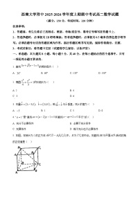 重庆市西南大学附属中学2025-2026学年高二上学期期中考试数学试卷(Word版附解析)