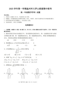 浙江省温州环大罗山联盟2025-2026学年高一上学期11月期中考试数学试卷