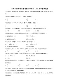 2025-2026学年山东省泰安市高二（上）期中数学试卷（有答案和解析）
