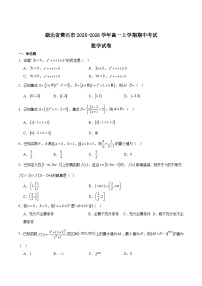 湖北省黄石市2025-2026学年高一上学期期中考试数学试卷（Word版附解析）