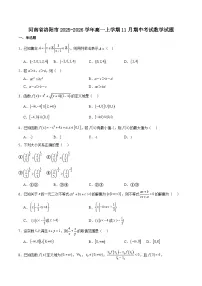 河南省洛阳市2025-2026学年高一上学期期中考试数学试卷（Word版附解析）