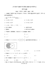 四川省泸州高级中学2025-2026学年高一上学期期中考试数学试题（Word版附解析）