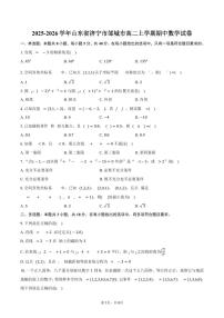 2025-2026学年山东省济宁市邹城市高二上学期期中数学试卷（含答案）