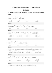 山东省实验中学2026届高三上学期第三次诊断性考试数学试卷含答案(word版)