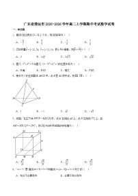 广东省清远市2025-2026学年高二上学期期中考试数学试题（Word版附解析）