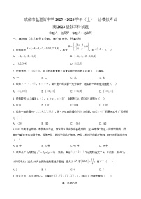 四川省成都市盐道街中学2026届高三上学期一诊模拟考试数学试卷（Word版含解析）