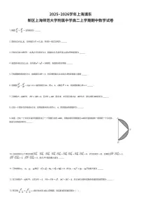 2025~2026学年上海浦东新区上海师范大学附属中学高二上学期期中数学试卷（有答案解析）