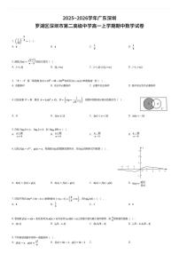 2025~2026学年广东深圳罗湖区深圳市第二高级中学高一上学期期中数学试卷（有答案解析）
