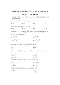 湖南省邵阳市“八校联盟”2025-2026学年高二创新实验班上学期10月月考联考数学试卷（学生版）