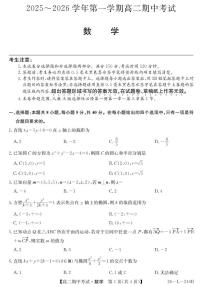 安徽省县中联盟2025-2026学年第一学期高二期中考试（26-L-216B）-数学试题及答案