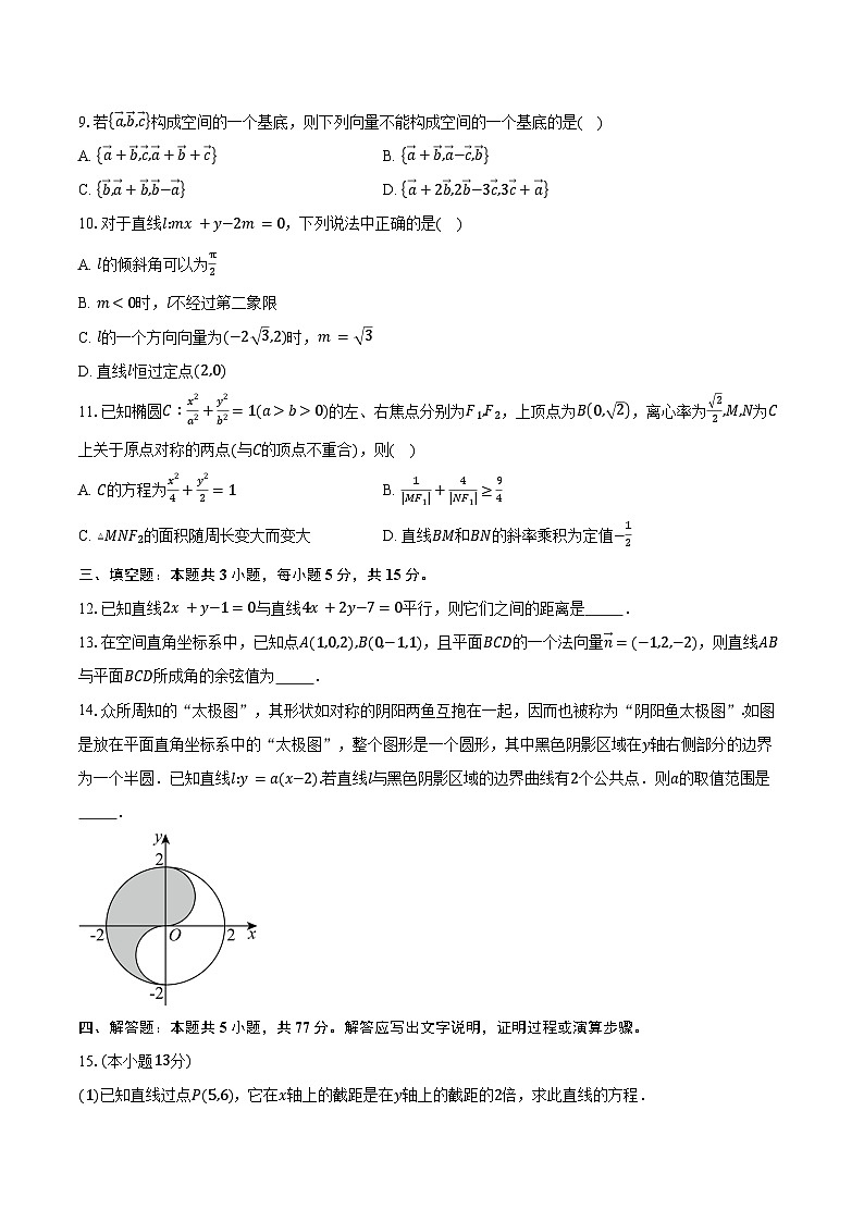 2025-2026学年山东省临沂市莒南县高二上学期期中学业质量检测数学试卷(含答案)第2页