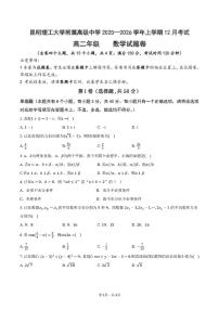 云南省昆明理工大学附属高级中学2025-2026学年高二上学期12月月考数学试卷