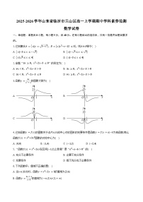 2025-2026学年山东省临沂市兰山区高一上学期期中学科素养监测数学试卷（含答案）