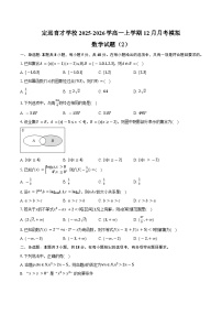 定远育才学校2025-2026学高一上学期12月模拟数学试题