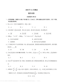 河南顶级名校联盟2026届高三上学期11月强基诊断性测试数学试卷+答案