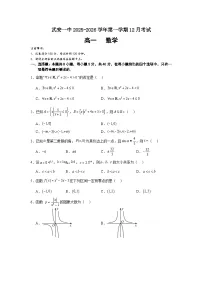 河北省邯郸市武安市第一中学2025-2026学年高一上学期12月月考数学试卷含答案(word版)