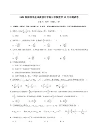 广东省深圳市盐田高级中学2025-2026学年高三上学期12月末测试数学试题（含答案）