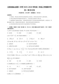 云南省大理州巍山彝族回族自治县第一中学2025-2026学年高一上学期期中考试数学试卷（含解析）