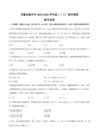 安徽省滁州市2025-2026学年高二（上）期末模拟数学试卷（含答案）