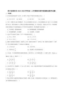 四川省绵阳市2024-2025学年高二上学期期末教学质量测试数学试卷（含解析）